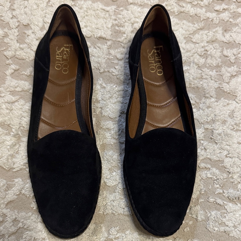 Franco Sarto Classic Black Suede Loafers